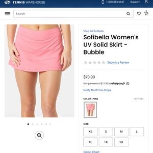 Sofibella Bubble pink tennis or pickleball skirt